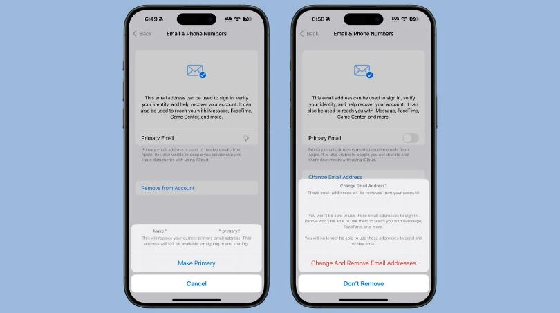 宁蒗苹果手机维修分享苹果 iOS 18.1 支持设置“主要”邮箱地址并更改 iCloud 邮箱 